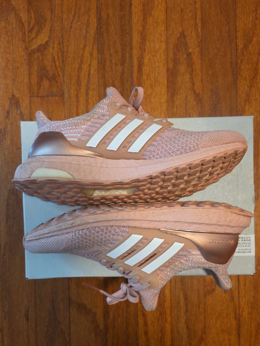 adidas Women's Dusty Pink Running Shoes with White Stripes,size 7.5M.